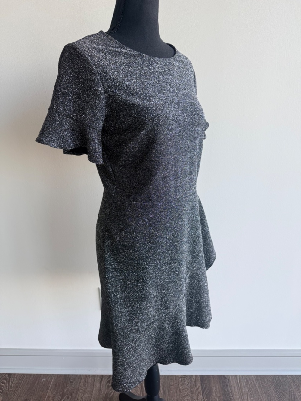 Silver Festive Flared Dress. Size Small - Picture 3 of 6